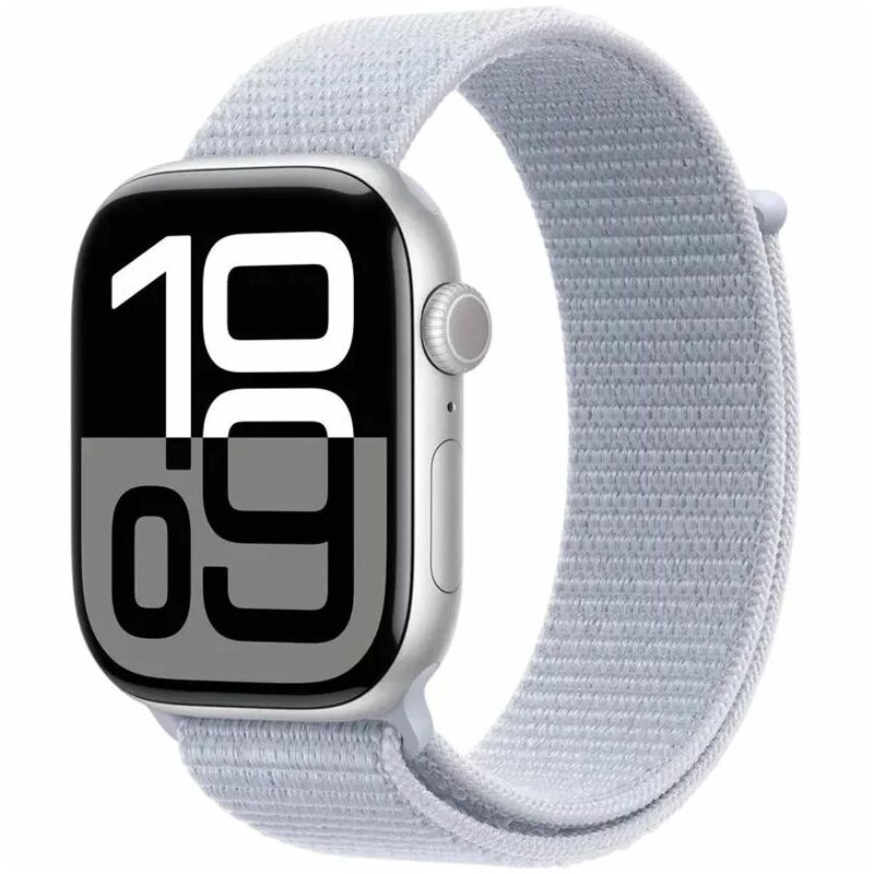 Apple Watch Series 10 GPS 46mm hõbedane alumiiniumkorpus ja sinine pilvespordirihm MWWN3 EU