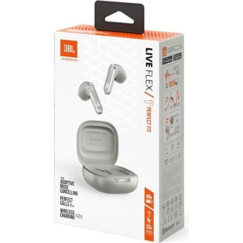 JBL Live Flex TWS Bluetooth Wireless In-Ear Earbuds Silver EU