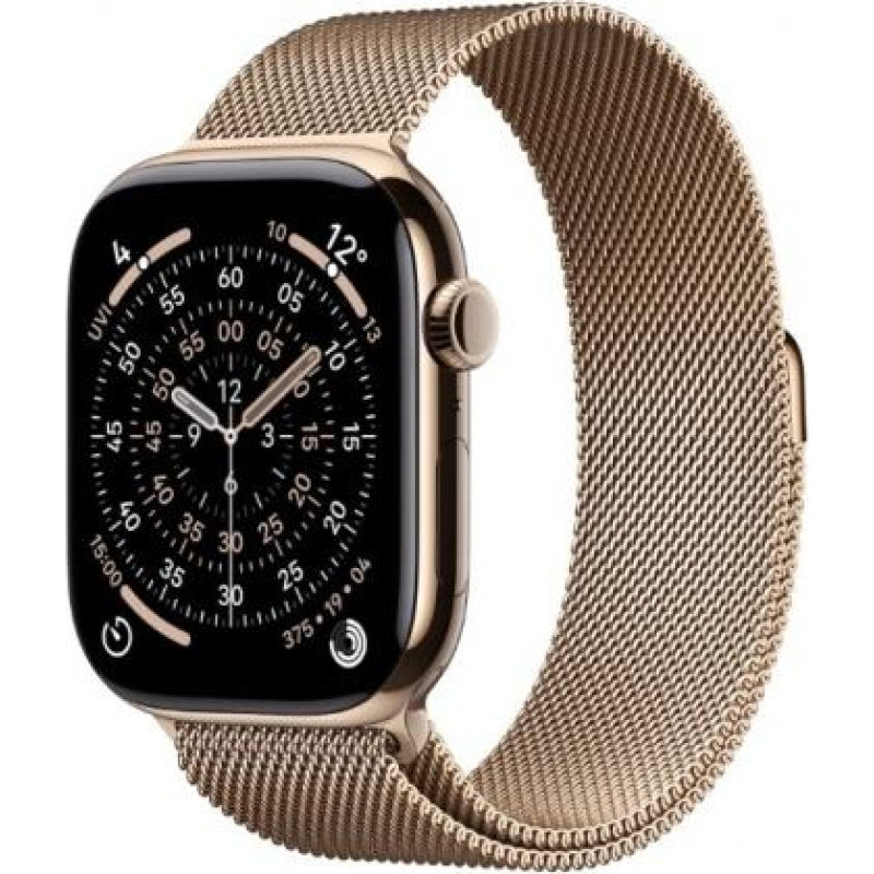Apple Watch Series 11&nbsp;GPS + Cellular 46mm&nbsp;Gold Titanium Case with Gold Milanese Loop S/M