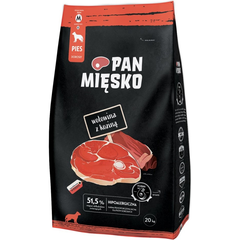 Pan Mięsko PAN MIĘSKO Beef with goat M  - dry dog food - 20kg