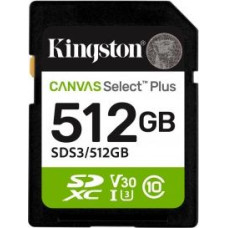 Kingston Memory card SD 512GB Canvas Select Plus Gen3 150MB/s