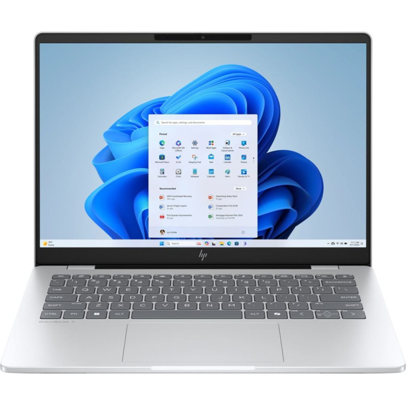 Hewlett-Packard HP OmniBook 7 AI 14-fr0220nw Ultra 5 225U 14"2K OLED 300nits LBL 16GB LPDDR5-7467 SSD512 Intel Graphics Cam 5 Mpx IR 68Wh Win11 Glacial Silver 2Y