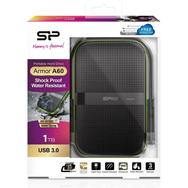 Silicon Power Armor A60 external hard drive 1000 GB Black