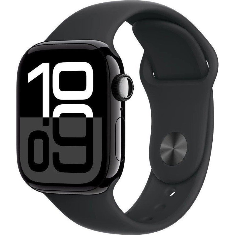 Apple Watch Series 10 GPS + Cellular 42 mm Jet Black Aluminium Case with Black Sport Band - M/L