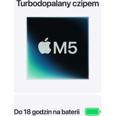 Apple Laptop Apple Apple MacBook Air 13'' M5 10-core CPU + 10-core GPU / 24GB RAM / 512GB SSD / Klawiatura US / Księżycowa poświata (Starlight)