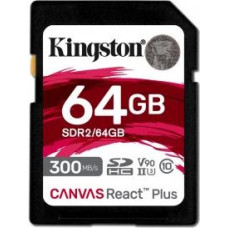 Kingston Memory card SD 64GB Canvas React Plus 300/260 UHS-II U3