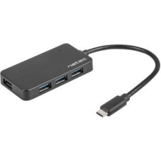 Natec Hub USB3.0 4-Port Silkworm black USB-C