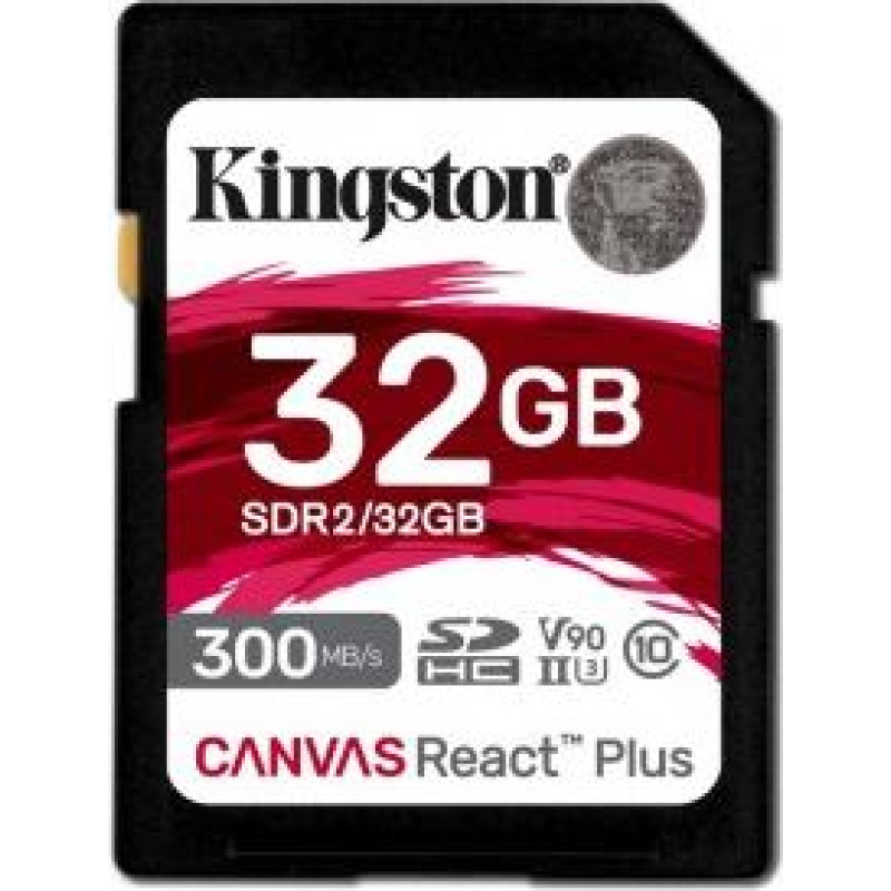 Kingston Memory card SD 32GB Canvas React Plus 300/260 UHS-II U3