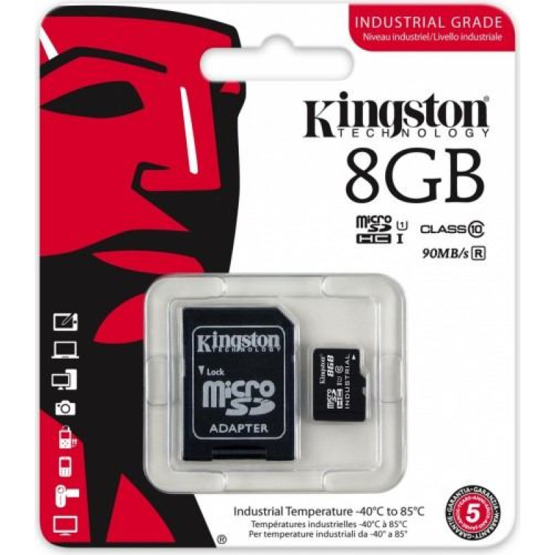Kingston Memory card microSD 8GB CL10 UHS-I Industrial