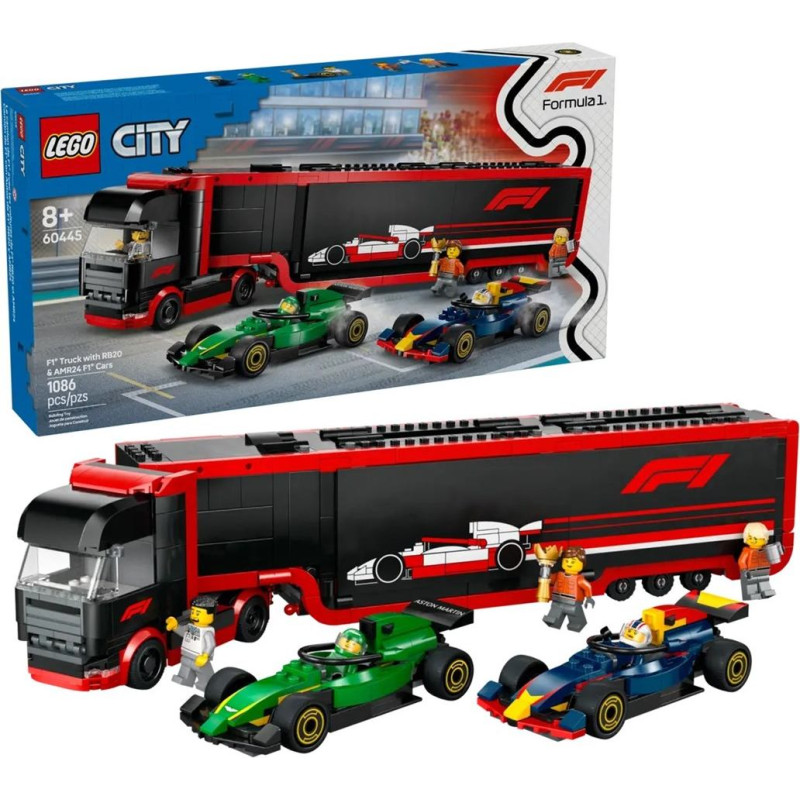 Lego CITY 60445 F1 - Truck with RB20 & AMR24 F1 Cars