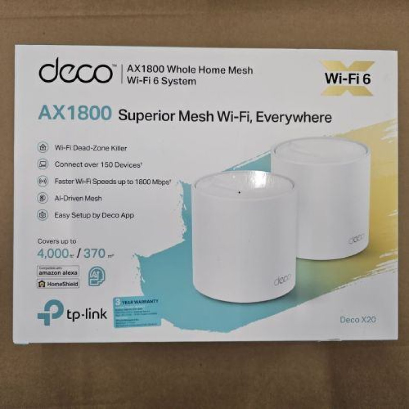 Tp-Link [Outlet Grade B] TP-Link Wi-Fi Router Deco X20 AC1800 (2pcs), 1800Mbps, LAN/WAN, 802.11ac, White EU