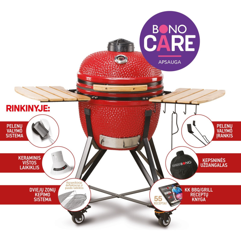 Kamado Grill BONO MEDIA, punane