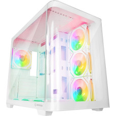 Rampage Loopy Obudowa PC akwarium 7x wentylator ARGB Infinity HUB biała