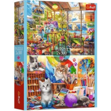 Trefl Puzzle 2x500 elementów Sztuka malowania Kotki