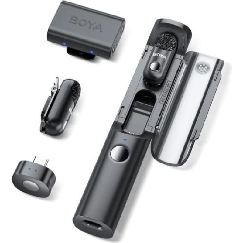 Boya Microphone Wireless Magic-03 2.4GHz with 2 transmitters and 2 receivers (Type-C, and 3.5mm Female) Black EU
