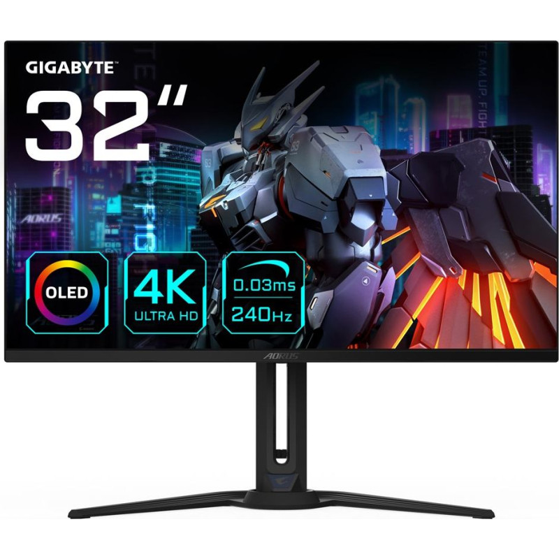Gigabyte AORUS FO32U2 32&rdquo; OLED Gaming Monitor - 3840 x 2160(UHD), 240Hz, 0.03ms, KVM, 250 cd/m2, FreeSync Premium Pro, DisplayHDR True Black 400, HDMI 2.1
