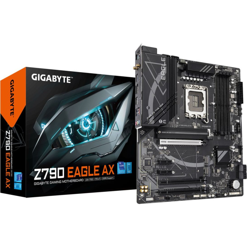 Gigabyte Z790 EAGLE AX Motherboard - Supports Intel Core 14th Gen CPUs, 12+1+１Phases Digital VRM, up to 7600MHz DDR5 (OC), 3xPCIe 4.0 M.2, Wi-Fi 6E, 2.5GbE LAN, USB 3.2 Gen 2