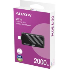 Adata SSD Disk External SC735 2TB U3.2C 1000/1000MB/s Grey