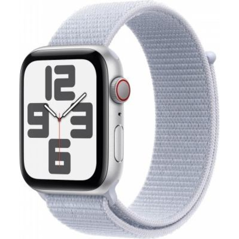Apple Watch SE GPS + Cellular 44 mm Silver Aluminium Case with Blue Cloud Sport Loop