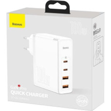 Baseus Travel Charger GaN2 Pro Quick wall charger C+C+U+U, PD 3.0, QC 4.0+, 100W EU White (CCGAN2P-L02)