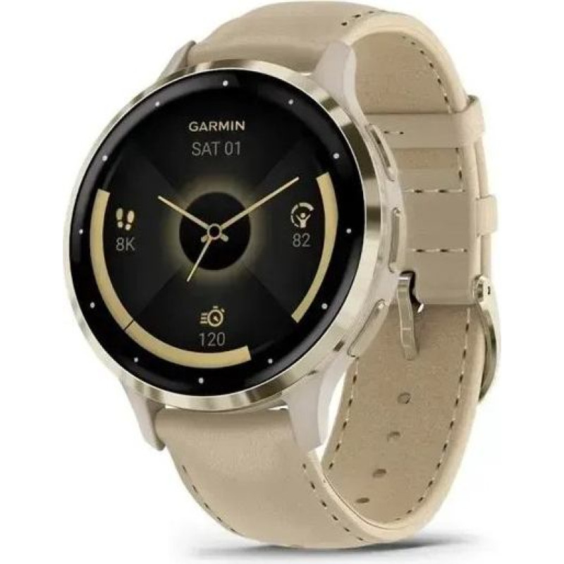 Garmin 010-02785-55 smartwatch / sport watch 3.05 cm (1.2") AMOLED 41 mm Digital 390 x 390 pixels Touchscreen Gold Wi-Fi GPS (satellite)