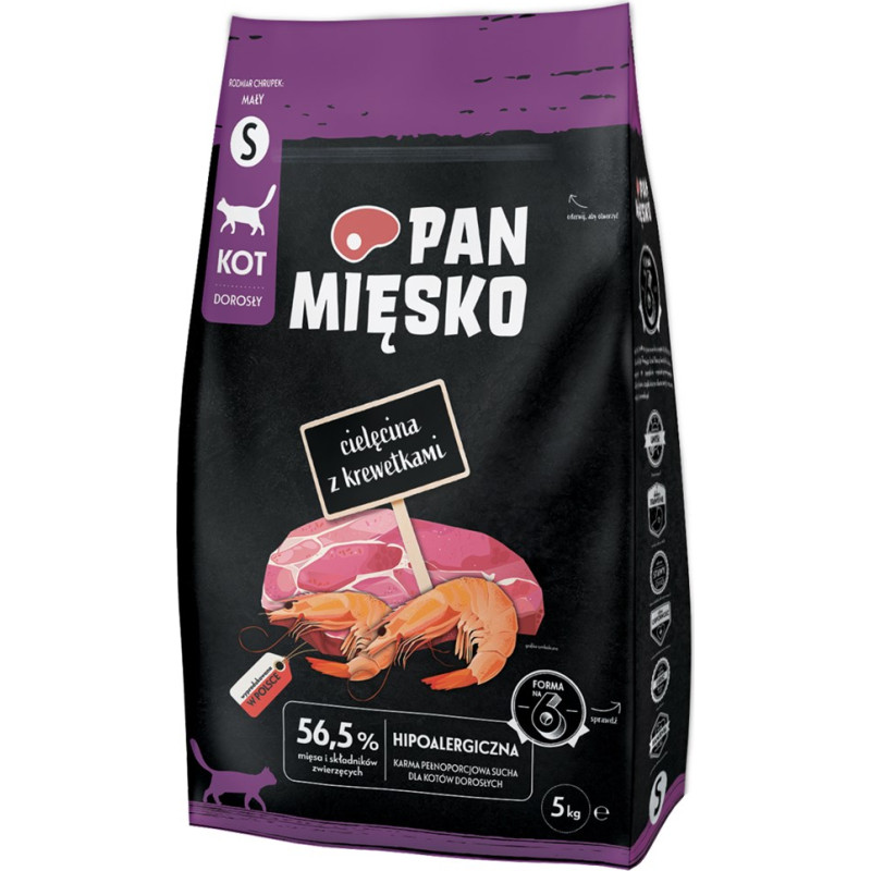 Pan Mięsko PAN MIĘSKO Veal with Shrimps Small - dry cat food - 5 kg