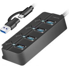 Logilink USB3.2 Gen1 HUB, 4xUSB-A on/off switch