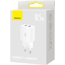 Baseus Travel Charger Compact wall Charger U+U, 10.5W EU White (CCXJ010202)