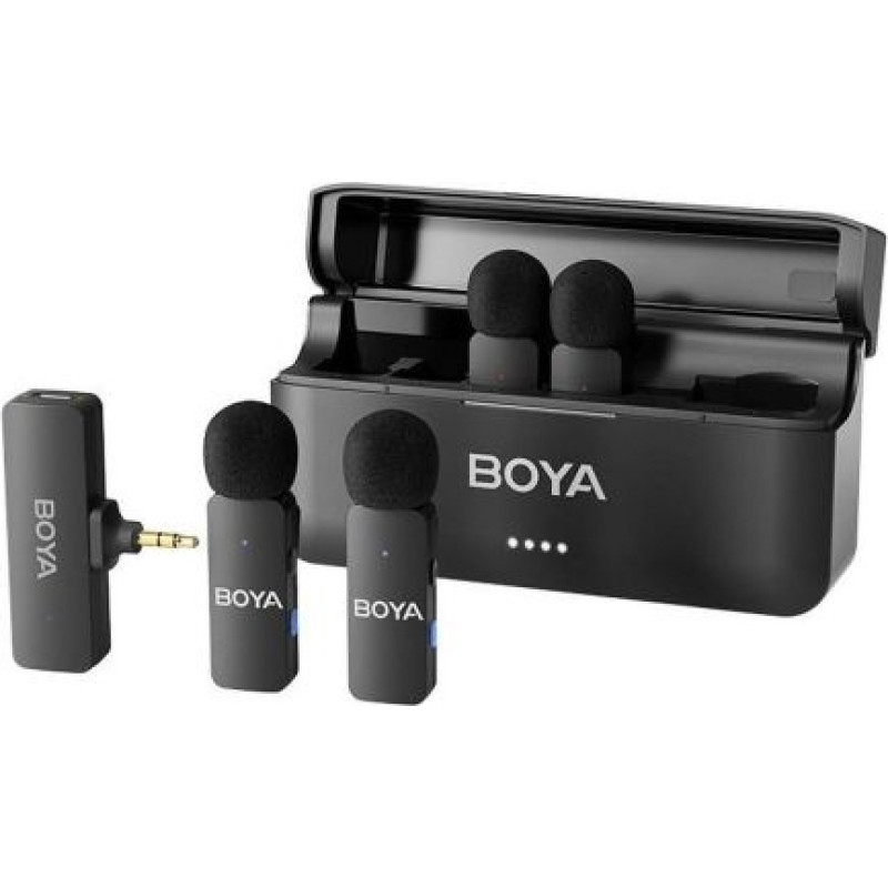 Boya Microphone Wireless BY-V4 2.4GHz with 4 transmitters and 1 receiver (3.5mm connector) Black EU