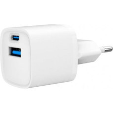 Gembird Mini-ładowarka USB-A USB-C 20W PD QC3.0 biała