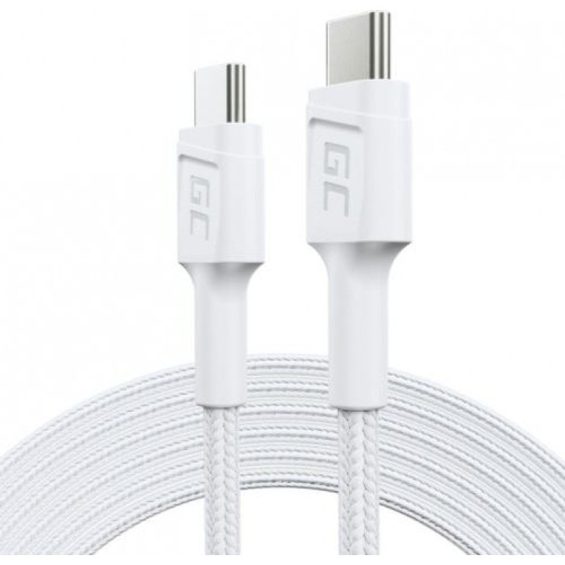 Green Cell PowerStream USB-C to USB-C cable 2m, PD 60W, QC 3.0, white