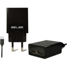 Beline Travel charger 2x USB + USB-C 2A black