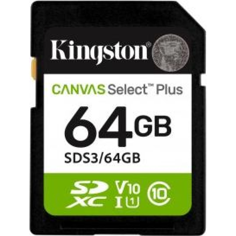 Kingston Memory card SD 64GB Canvas Select Plus Gen3 100MB/s