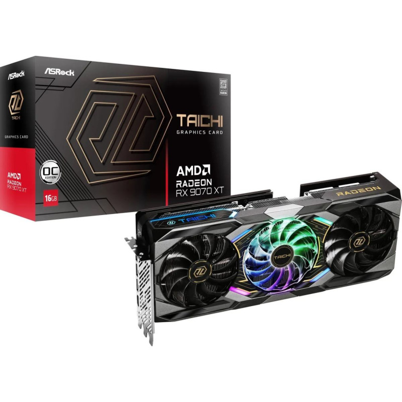 Asrock Karta graficzna ASRock Radeon RX 9070 XT Taichi OC 16GB GDDR6 (RX9070XT TC 16GO)
