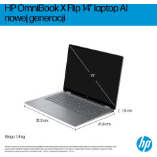 HP OmniBook X Flip 2-in-1 NG AI 14-fk0217nw - Ryzen AI 7 350 | 14"-2K-OLED-Dotyk | 24GB | 1TB | Win11Home | Srebro meteorytowe