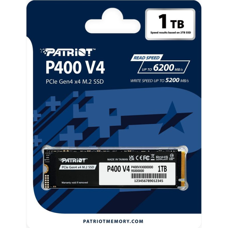 Patriot Dysk SSD Patriot P400 V4 1TB M.2 2280 PCI-E x4 Gen4 NVMe (P400VP1TBM28H)