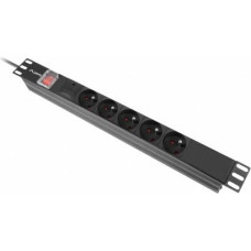 Lanberg PDU rack power strip 19 inch 1U 16A 5x230V 2m black C14