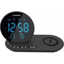 Blaupunkt FM PLL clock radio/ALARM/USB/CR85BK CHARGE/Wireless charging/Indoor/outdoor temperature/black