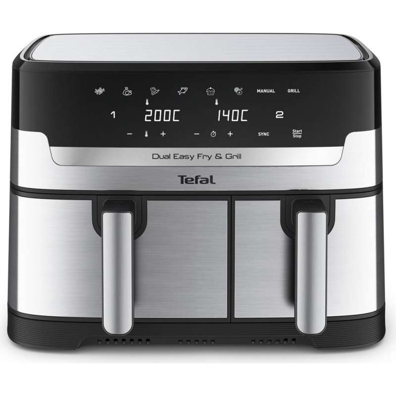 Tefal Dual Easy Fry & Grill EY905D Double 8.3 L Stand-alone 2700 W Hot air fryer Stainless steel