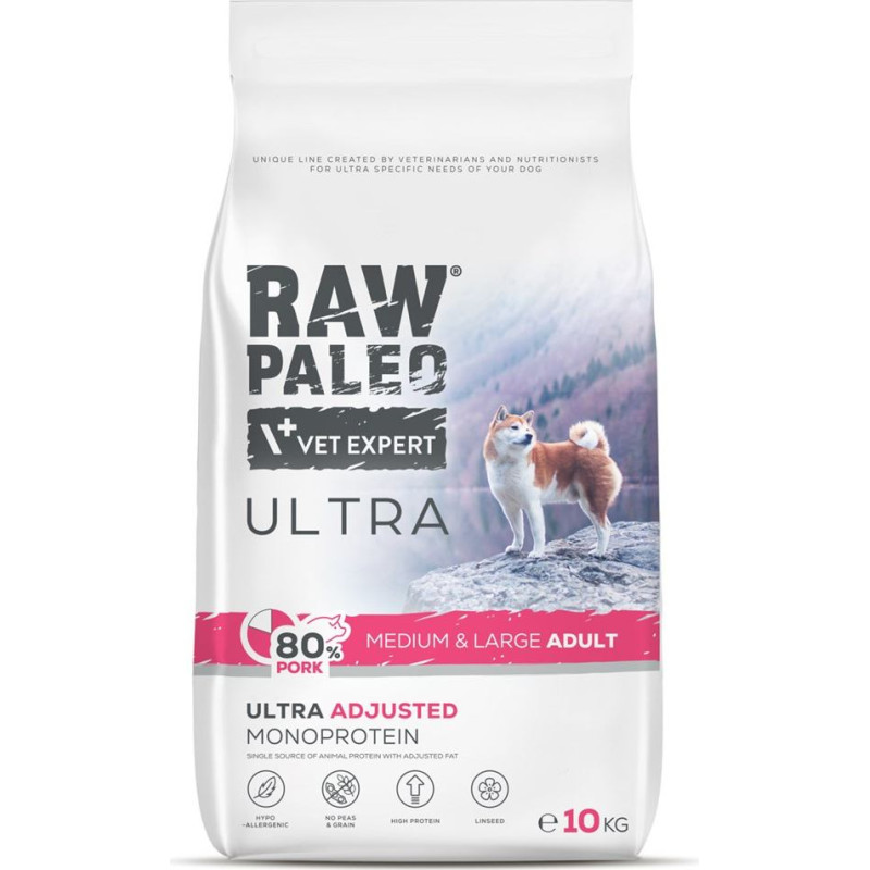 Vetexpert RAW PALEO Ultra Pork Medium & Large Adult - dry dog food - 10kg