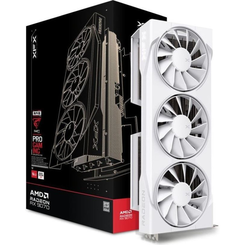 XFX Graphics card. XFX Swift RX 9070 White 3-FAN GAM E 16G