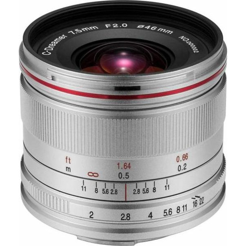 Venus Optics Obiektyw Venus Optics Obiektyw Laowa C-Dreamer Lightweight 7,5 mm f/2,0 do Micro 4/3 - srebrny