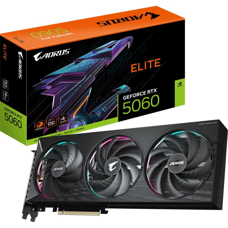 Gigabyte Karta graficzna Gigabyte Aorus GeForce RTX 5060 Elite 8GB GDDR7 DLSS4 (GV-N5060AORUS E-8GD)