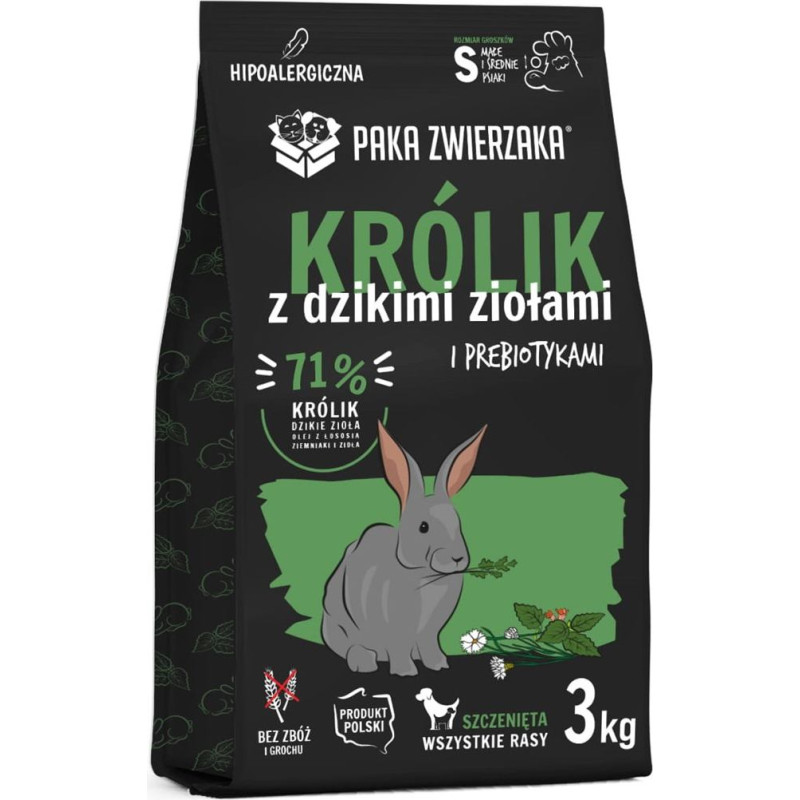 Paka Zwierzaka Puppy Rabbit with wild herbs S - dry dog food - 3kg