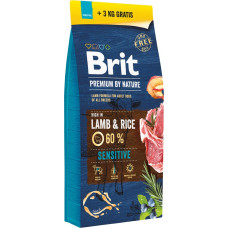 Brit Premium by Nature Sensitive Lamb and rice - dry dog food - 15kg + 3kg