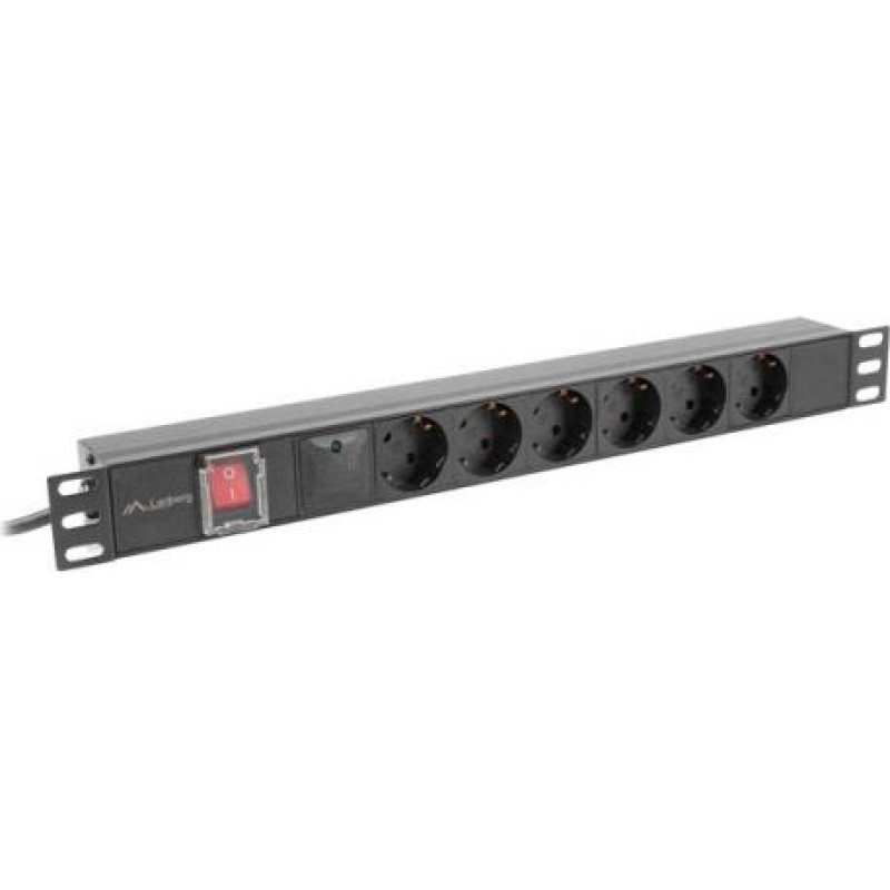 Lanberg PDU rack power strip 19 inch 1U 16A 5xschuko 2m black