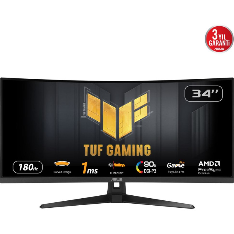 Asus TUF Gaming VG34VQ3B PC lamekuvar 86,4 cm (34") 3440 x 1440 pikslit UltraWide Quad HD LED Must