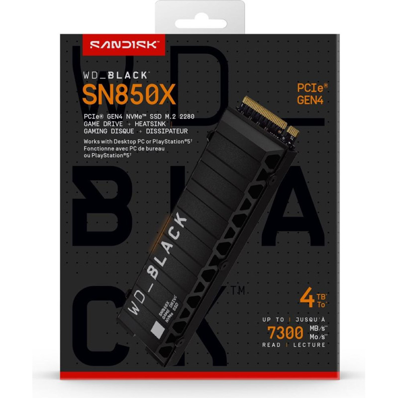 WD Western Digital WD_BLACK&trade; SN850X NVMe&trade; SSD POWERED BY SANDISK 4 TB, [With Heatsink]