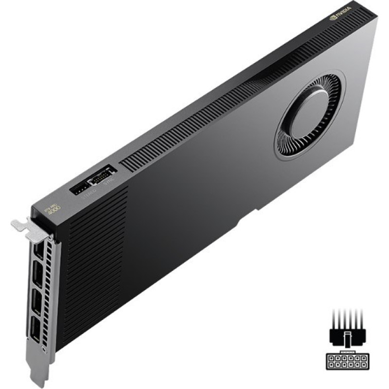 Pny Technologies PNY RTX PRO 4000 Blackwell, 24 GB GDDR7 ECC 192-bit, 140W, PCI Express 5.0 x16, 4 x Display Port 2.1, ATX bracket, 1x CEM5 16-pin power supply cable, FHML Single Slot, Small Box