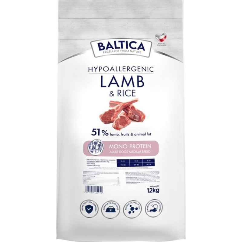 Baltica Nutraceutic Hypoallergenic Lamb & Rice M - dry dog food - 12kg